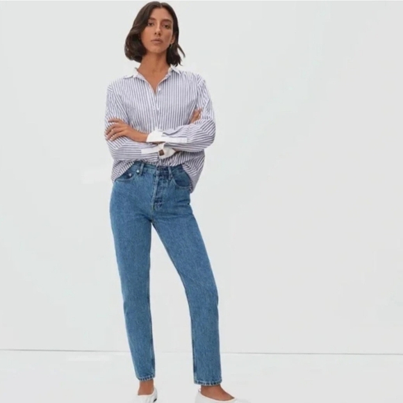 EVERLANE The Original Cheeky Jean High Rise Straight Leg Stone Washed Size 27 - Picture 1 of 9